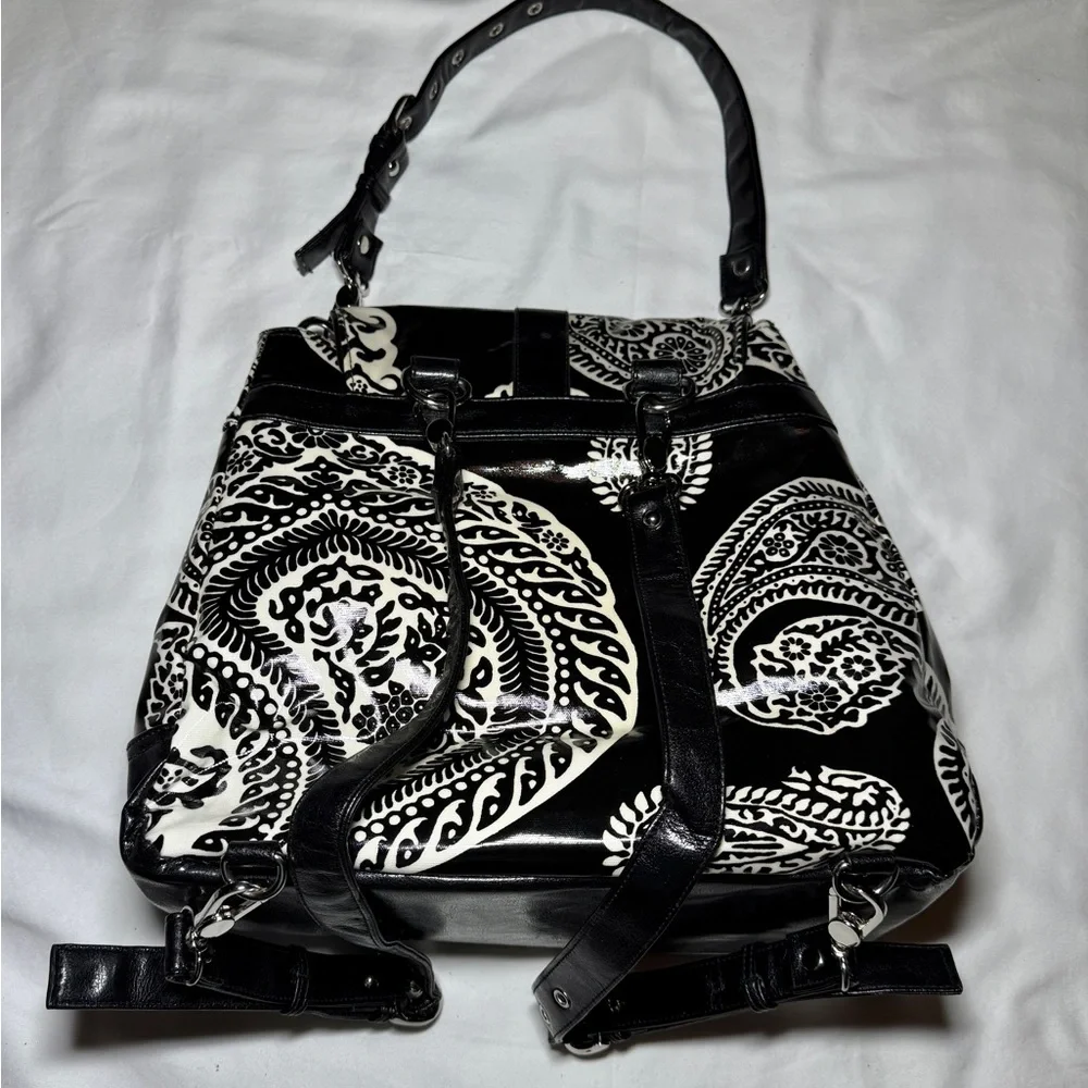 Gigi Hill black and white Paisley Back-Pack Tote - Picture 9 of 11